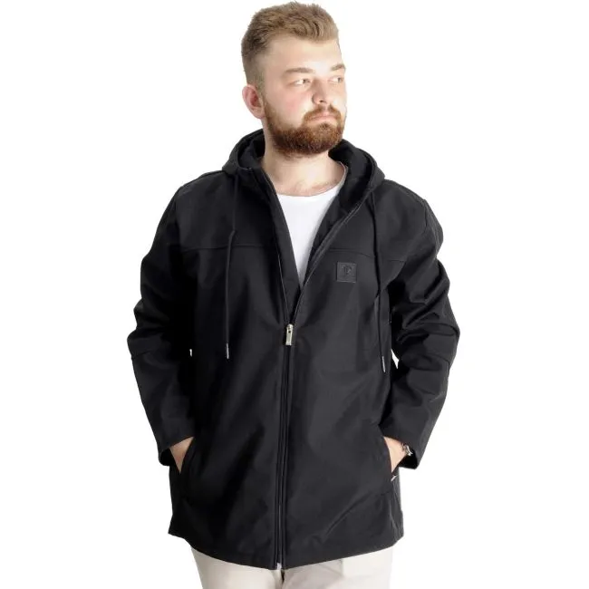 Vodootporna crna jakna ModeXL sa flisom iznutra, veličine 5XL–10XL, prednji pogled.